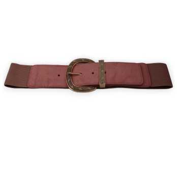 Ceinture fantaisie élastique femme boucle dorée vieux rose