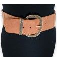 Ceinture fantaisie élastique femme boucle dorée camel