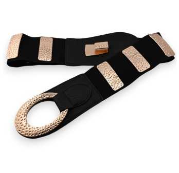 Ceinture fantaisie élastique femme noire et dorée