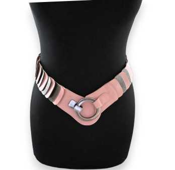 Ceinture fantaisie élastique femme accordéon vieux rose