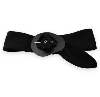 Ceinture fantaisie femme tissu suédine noir boucle métal