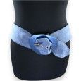 Ceinture fantaisie femme tissu suédine bleu jeans boucle métal