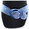 Ceinture fantaisie femme tissu suédine bleu jeans boucle métal