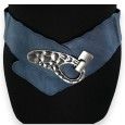 Ceinture fantaisie élastique femme bleu jeans boucle martelée