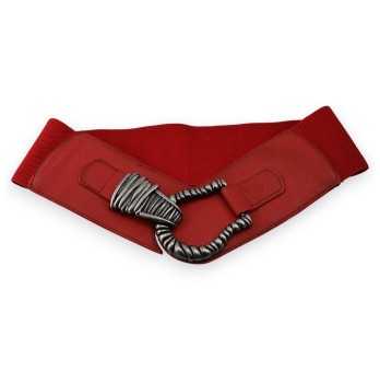 Ceinture fantaisie élastique femme rouge bordeau boucle martelée