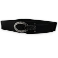 Ceinture fantaisie élastique femme noire boucle argentée
