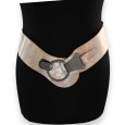 Ceinture fantaisie élastique femme beige et doré