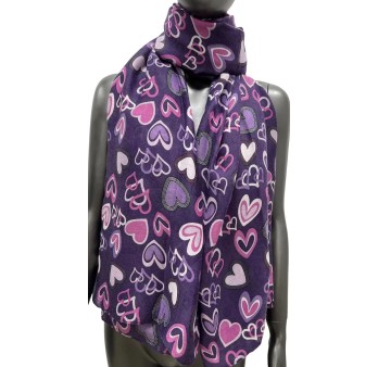 Foulard cœur nuance de violet et de rose