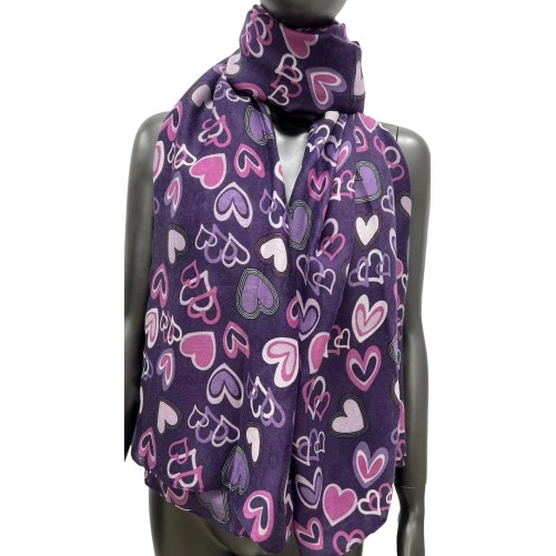 Foulard cœur nuance de violet et de rose