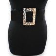 Ceinture fantaisie élastique femme noire grosse boucle dorée