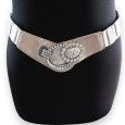Ceinture fantaisie élastique femme beige boucle soleil strass