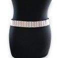 Ceinture fantaisie élastique femme beige boucle soleil strass