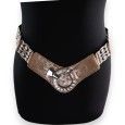 Ceinture fantaisie élastique femme beige dorée et argentée