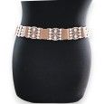Ceinture fantaisie élastique femme beige dorée et argentée