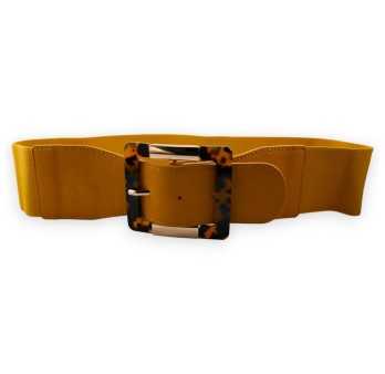 Ceinture fantaisie élastique femme moutarde boucle léopard