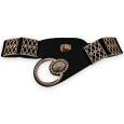 Ceinture fantaisie femme élastique noire et dorée