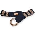 Ceinture fantaisie élastique femme bleu marine et doré