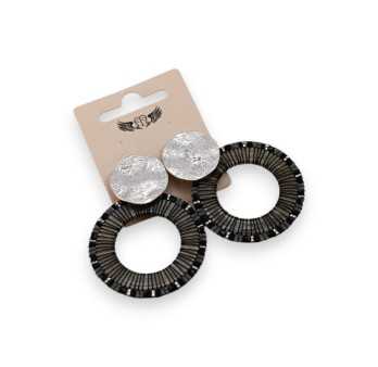 Boucle d'oreille fantaisie argentée et nacre
