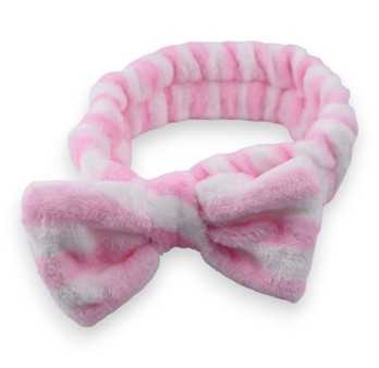 Bandeau à maquillage femme rose et blanc