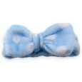 Bandeau à maquillage femme bleu ciel pois blanc
