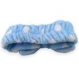 Bandeau à maquillage femme bleu ciel pois blanc