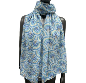 Foulard motif éventail détails dorés