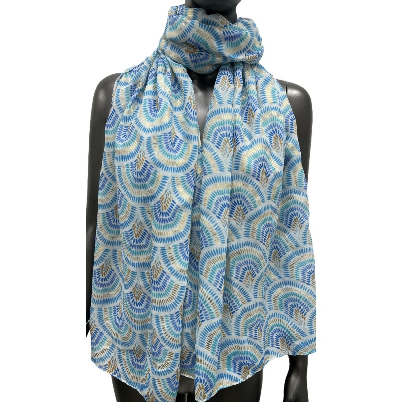 Foulard motif éventail détails dorés