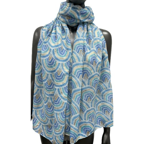 Foulard motif éventail détails dorés