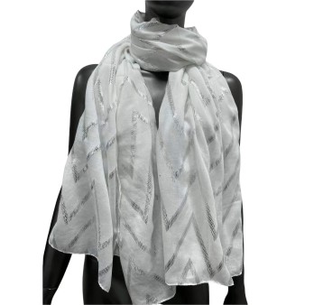 Foulard fluide blanc aux détails argentés