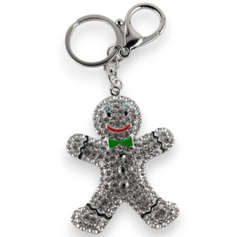Porte-clés argenté bonhomme biscuit