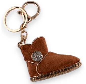 Porte-clés doré chaussure camel