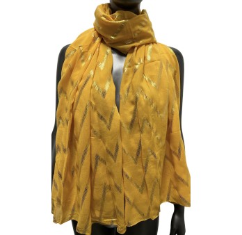 Foulard fluide moutarde orné de dorure