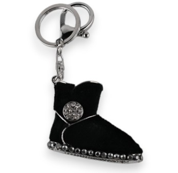 Porte-clés argenté chaussure noire