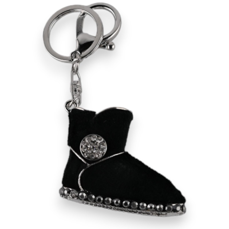 Porte-clés argenté chaussure noire