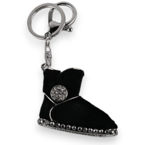 Porte-clés argenté chaussure noire