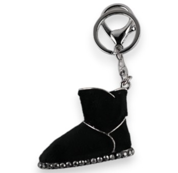 Porte-clés argenté chaussure noire