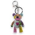 Porte-clés argenté nounours articulé multicolore
