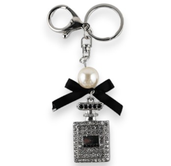 Porte-clés argenté bouteille de parfum chic