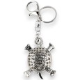 Porte-clés argenté tortue strass noir et blanc