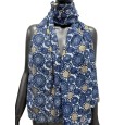 Foulard rosace bleu marine et or