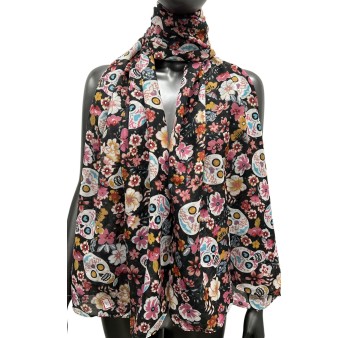 Foulard liberty multicolore tête de mort
