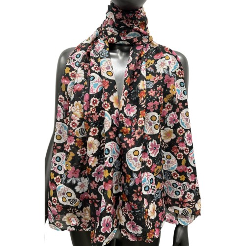 Foulard liberty multicolore tête de mort