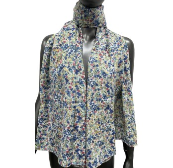 Foulard liberty bleu et rose avec ses dorures