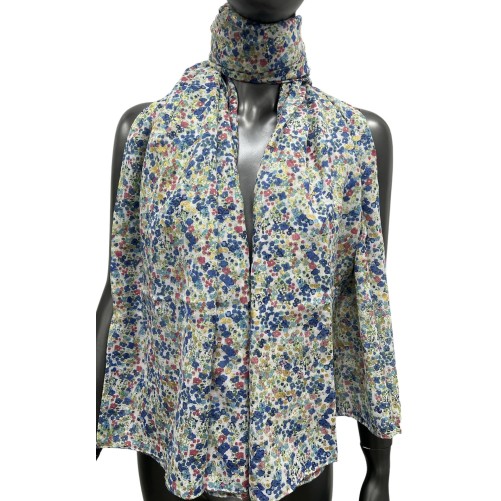 Foulard liberty bleu et rose avec ses dorures