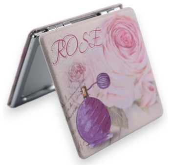 Miroir de poche romantique rose