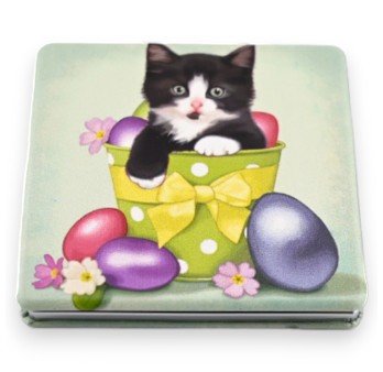 Miroir de poche chaton noir et blanc