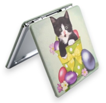 Miroir de poche chaton noir et blanc