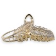 Pince à cheveux dorée feuilles strass blanc