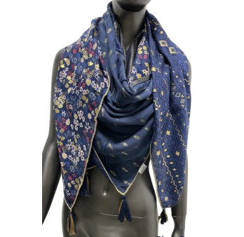 Foulard 4 faces bleu marine