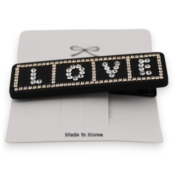 Barrette LOVE noire et strass